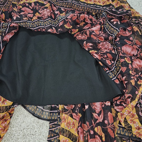 ALICE AND OLIVIA KATZ SUNBURST PLEATED Boho MAXI SKIRT Size 6 - Picture 3 of 9